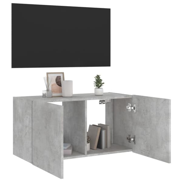 vidaXL Väggmonterad tv-bänk LED betonggrå 80x35x41 cm