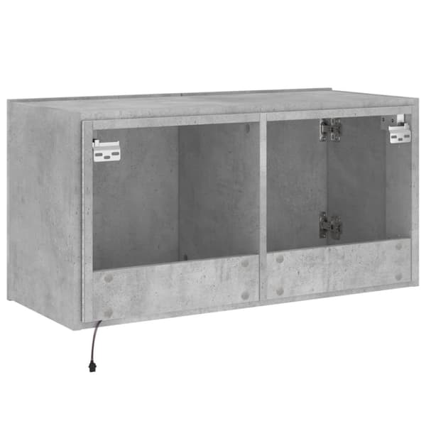 vidaXL Väggmonterad tv-bänk LED betonggrå 80x35x41 cm