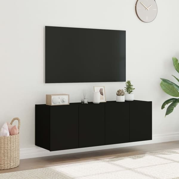 vidaXL TV-seinäkaapit LED-valoilla 2 kpl musta 60x35x41 cm