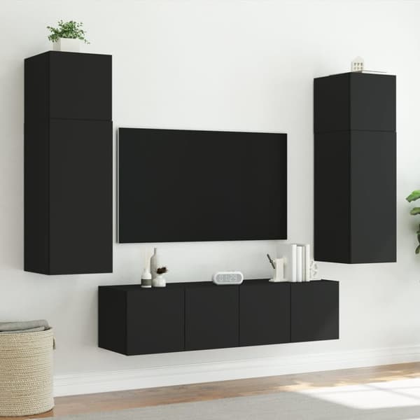 vidaXL TV-seinäkaapit LED-valoilla 2 kpl musta 60x35x41 cm