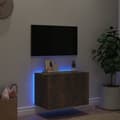 Miniatyrbilde 4 av 11: vidaXL Vegghengt TV-benk med LED røkt eik 60x35x41 cm