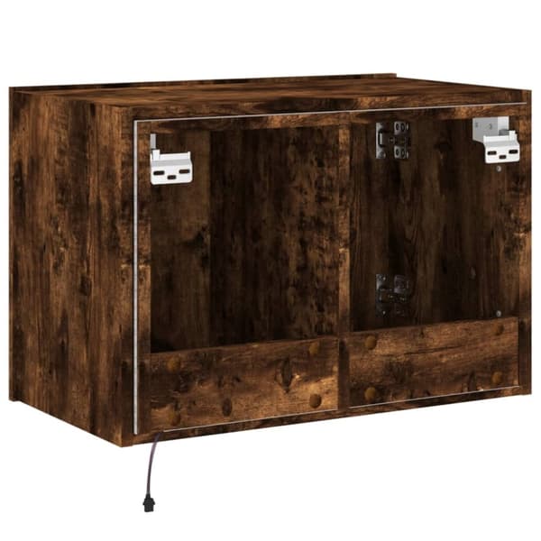 vidaXL Vegghengt TV-benk med LED røkt eik 60x35x41 cm