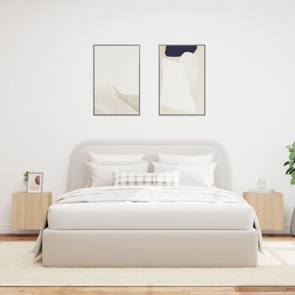 vidaXL væghængte tv-borde 2 stk. med LED-lys 40,5x35x40 cm sonoma-eg