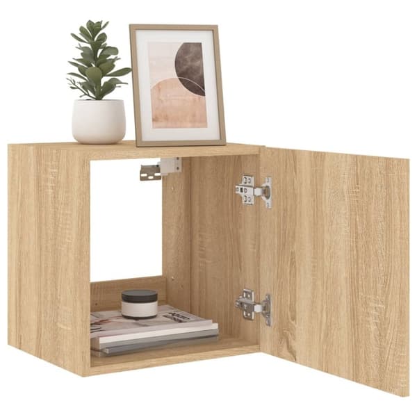 vidaXL væghængte tv-borde 2 stk. med LED-lys 40,5x35x40 cm sonoma-eg