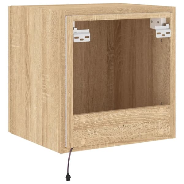 vidaXL væghængte tv-borde 2 stk. med LED-lys 40,5x35x40 cm sonoma-eg