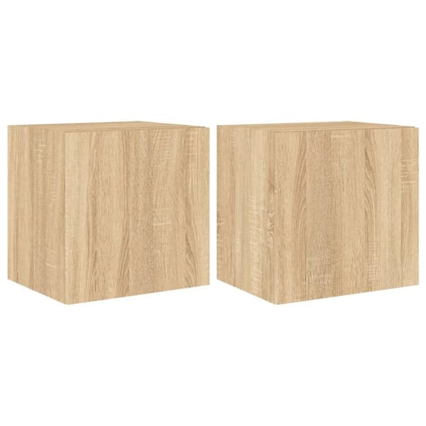 vidaXL væghængte tv-borde 2 stk. med LED-lys 40,5x35x40 cm sonoma-eg
