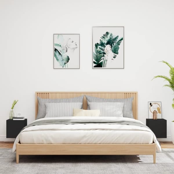 vidaXL TV-seinäkaapit LED-valoilla 2 kpl musta 30,5x35x30 cm