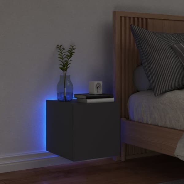 vidaXL væghængt tv-bord med LED-lys 30,5x35x30 sort