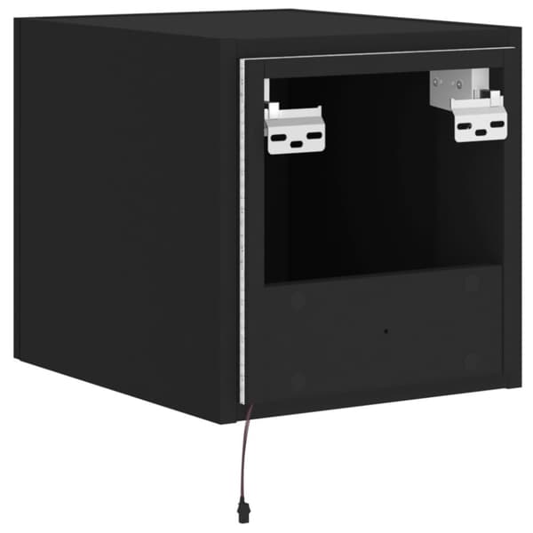 vidaXL væghængt tv-bord med LED-lys 30,5x35x30 sort