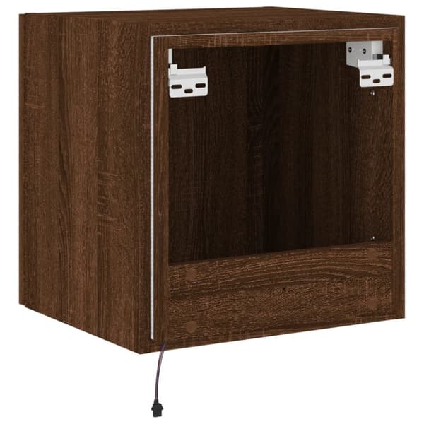 vidaXL Vegghengt TV-benk med LED brun eik 40,5x35x40 cm