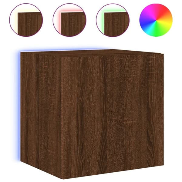 vidaXL Vegghengt TV-benk med LED brun eik 40,5x35x40 cm