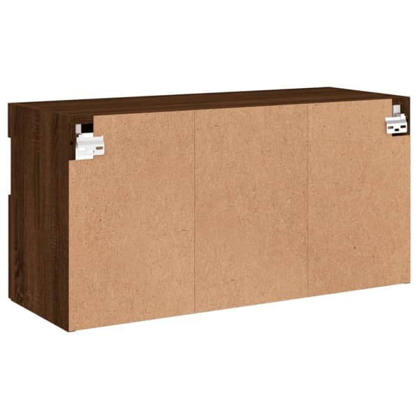 vidaXL væghængt tv-bord med LED-lys 80x30x40 cm brun egetræsfarve