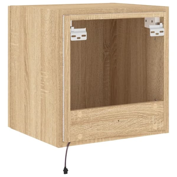 vidaXL Vegghengt TV-benk med LED sonoma eik 40,5x35x40 cm