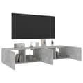 Miniatyrbilde 6 av 11: vidaXL Vegghengte TV-benker med LED-lys 2 stk betonggrå 80x35x31 cm