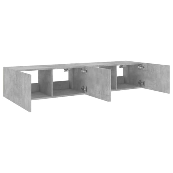 vidaXL Vegghengte TV-benker med LED-lys 2 stk betonggrå 80x35x31 cm