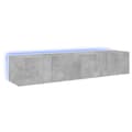 Miniatyrbilde 2 av 11: vidaXL Vegghengte TV-benker med LED-lys 2 stk betonggrå 80x35x31 cm