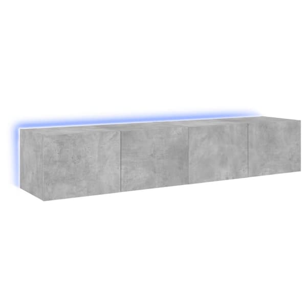 vidaXL Vegghengte TV-benker med LED-lys 2 stk betonggrå 80x35x31 cm