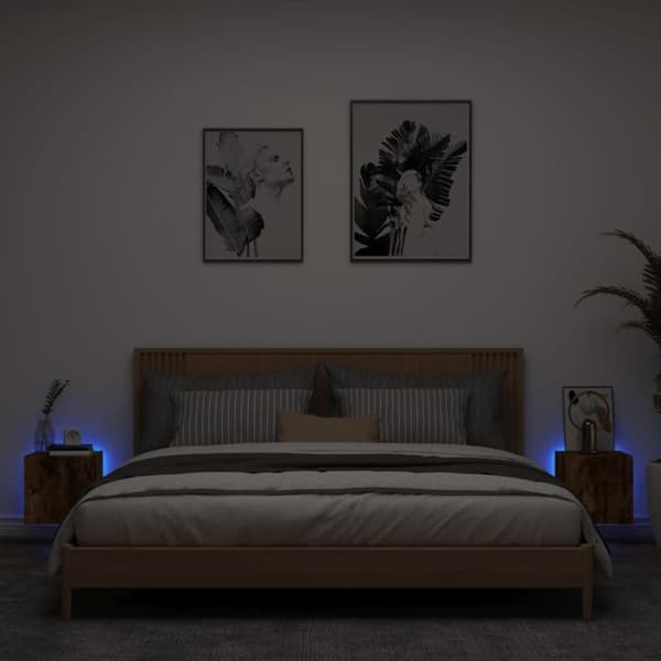 vidaXL TV-benker med LED-lys 2 stk røkt eik 30,5x35x30 cm