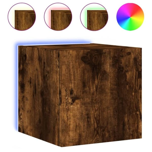 vidaXL TV-benker med LED-lys 2 stk røkt eik 30,5x35x30 cm