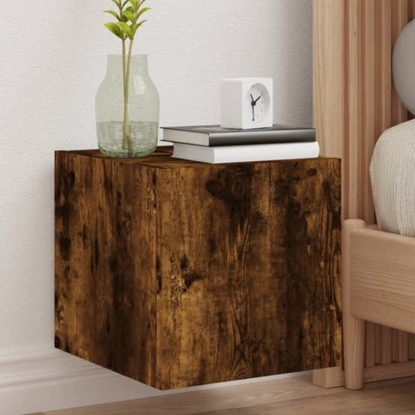 vidaXL TV-benker med LED-lys 2 stk røkt eik 30,5x35x30 cm