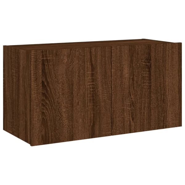 vidaXL væghængt tv-bord med LED-lys 80x35x41 cm brun egetræsfarve