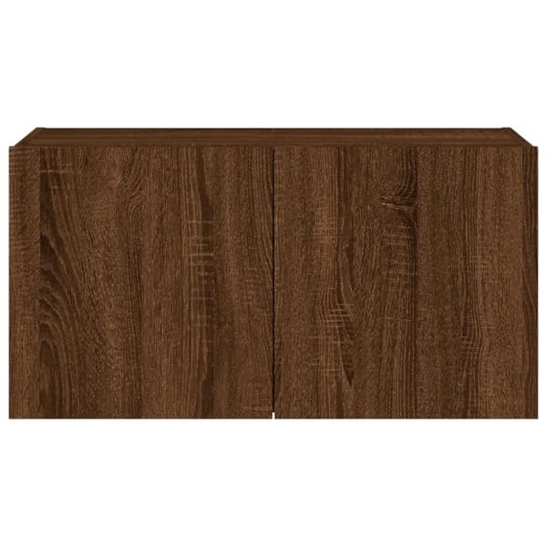 vidaXL væghængt tv-bord med LED-lys 80x35x41 cm brun egetræsfarve