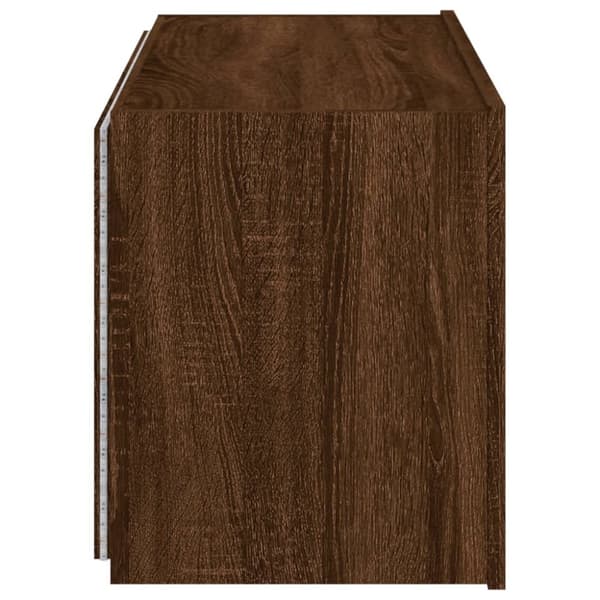 vidaXL væghængt tv-bord med LED-lys 80x35x41 cm brun egetræsfarve