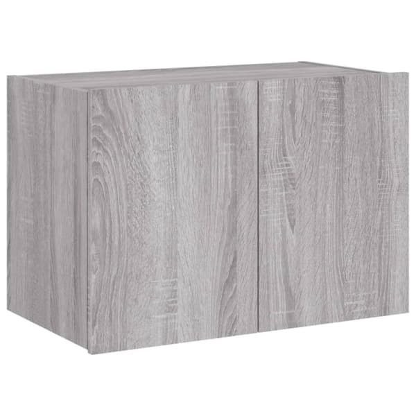 vidaXL Vegghengt TV-benk med LED grå sonoma 60x35x41 cm