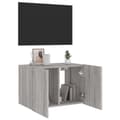 Miniatyrbilde 6 av 11: vidaXL Vegghengt TV-benk med LED grå sonoma 60x35x41 cm
