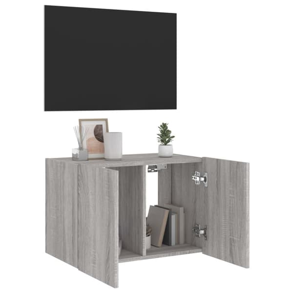 vidaXL Vegghengt TV-benk med LED grå sonoma 60x35x41 cm