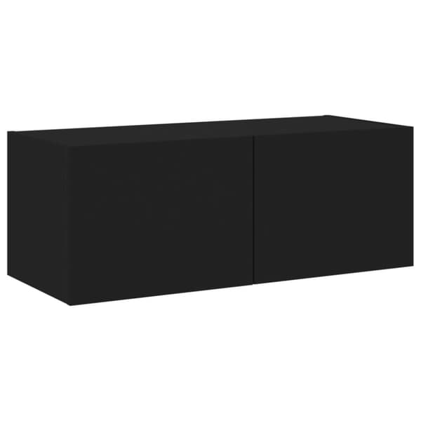 vidaXL væghængt tv-bord med LED-lys 80x35x31 cm sort
