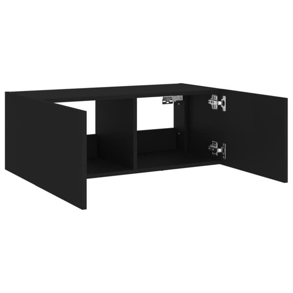vidaXL væghængt tv-bord med LED-lys 80x35x31 cm sort