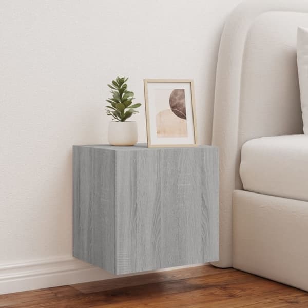 vidaXL TV-seinäkaappi LED-valoilla harmaa Sonoma 40,5x35x40 cm