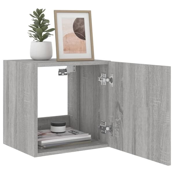 vidaXL TV-seinäkaappi LED-valoilla harmaa Sonoma 40,5x35x40 cm