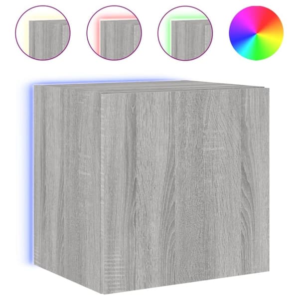 vidaXL TV-seinäkaappi LED-valoilla harmaa Sonoma 40,5x35x40 cm