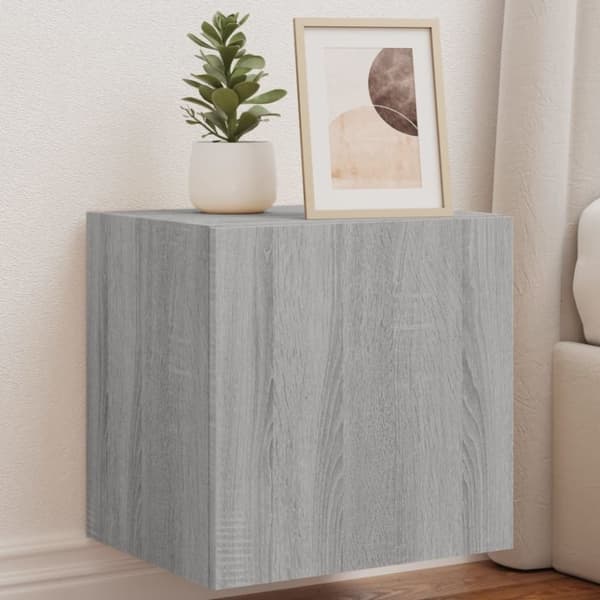 vidaXL TV-seinäkaappi LED-valoilla harmaa Sonoma 40,5x35x40 cm