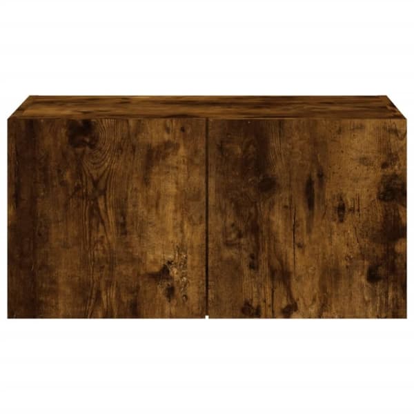 vidaXL TV-seinäkaappi LED-valoilla savutammi 60x35x31 cm