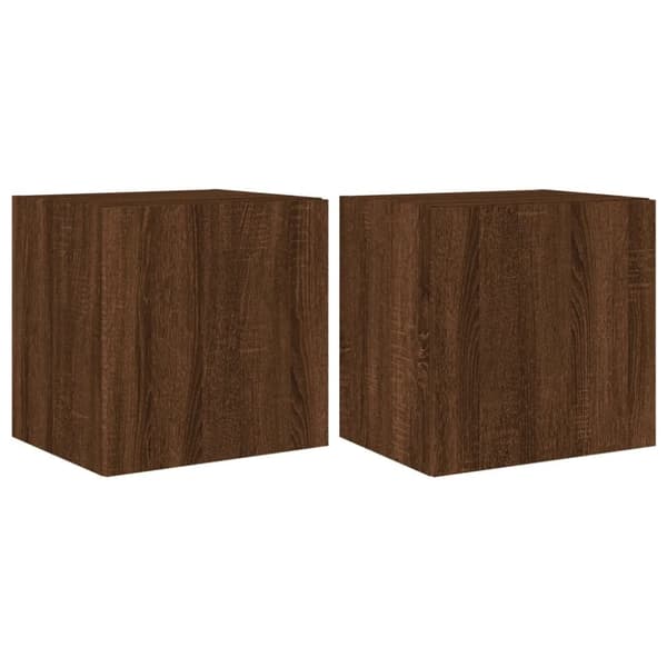 vidaXL væghængte tv-borde 2 stk. med LED-lys 40,5x35x40 cm brunt eg
