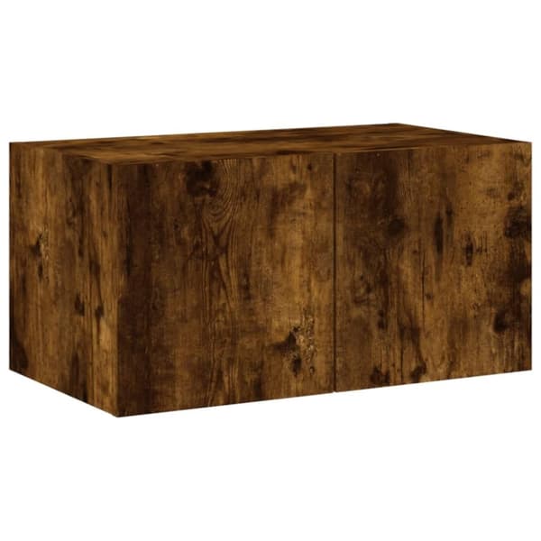 vidaXL Vegghengt TV-benk med LED røkt eik 60x35x31 cm