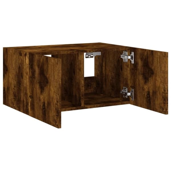 vidaXL Vegghengt TV-benk med LED røkt eik 60x35x31 cm