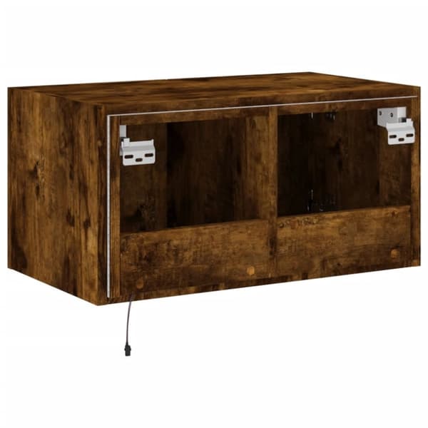 vidaXL Vegghengt TV-benk med LED røkt eik 60x35x31 cm