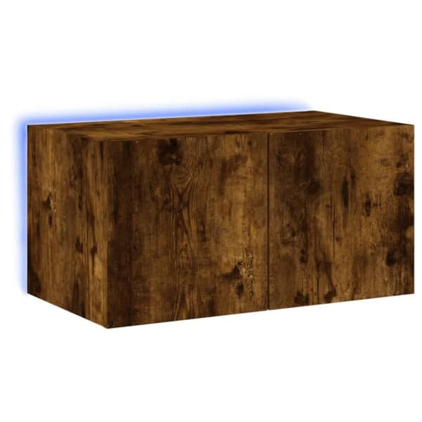 vidaXL Vegghengt TV-benk med LED røkt eik 60x35x31 cm