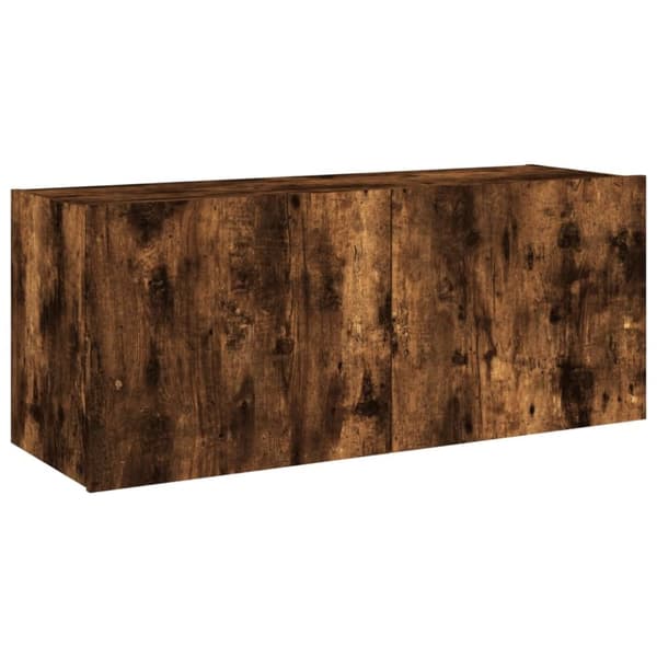 vidaXL Vegghengt TV-benk med LED røkt eik 100x35x41 cm