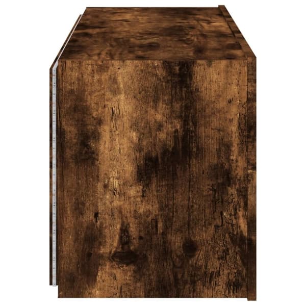vidaXL Vegghengt TV-benk med LED røkt eik 100x35x41 cm