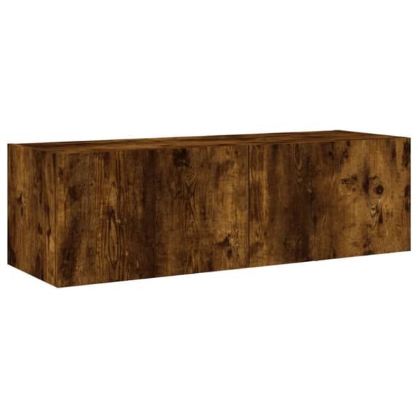 vidaXL væghængt tv-bord med LED-lys 100x35x31 cm røget egetræsfarve