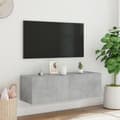 Miniatyrbillede 6 af 11: vidaXL væghængt tv-bord med LED-lys 100x35x31 cm betongrå