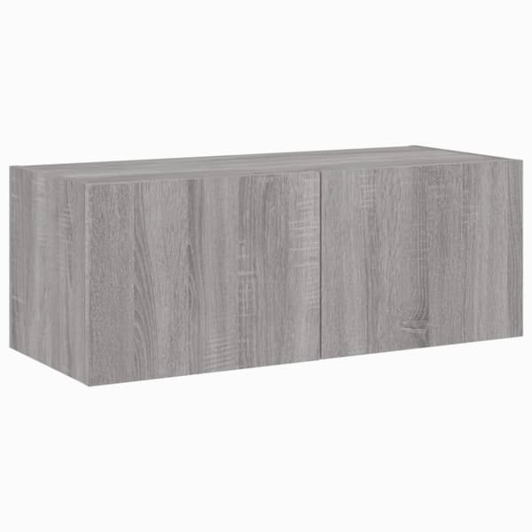 vidaXL Vegghengt TV-benk med LED grå sonoma 80x35x31 cm