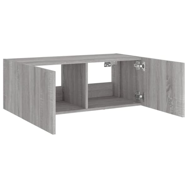 vidaXL Vegghengt TV-benk med LED grå sonoma 80x35x31 cm