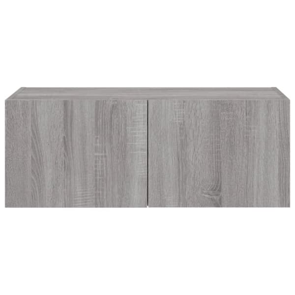 vidaXL Vegghengt TV-benk med LED grå sonoma 80x35x31 cm