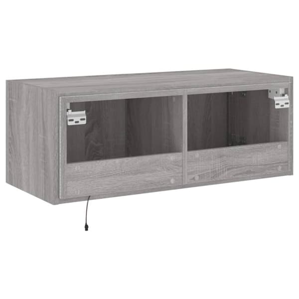 vidaXL Vegghengt TV-benk med LED grå sonoma 80x35x31 cm